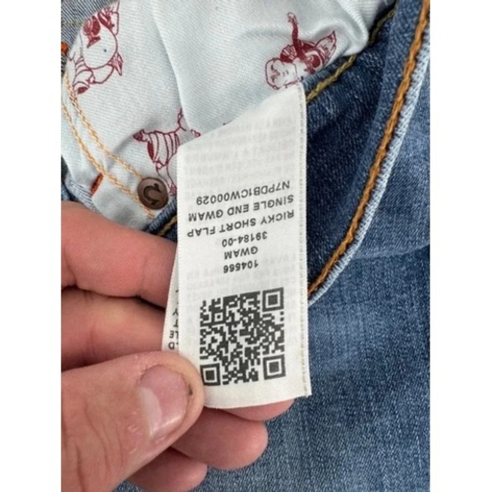 True Religion Denim Shorts Mens 32 Blue Frayed Hem‎ Horseshoe Flap Pocket Y2K